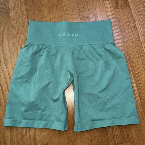 NVGTN Contour Seamless Shorts Biker High-Waisted Compression Turquoise Green M - Picture 2 of 10